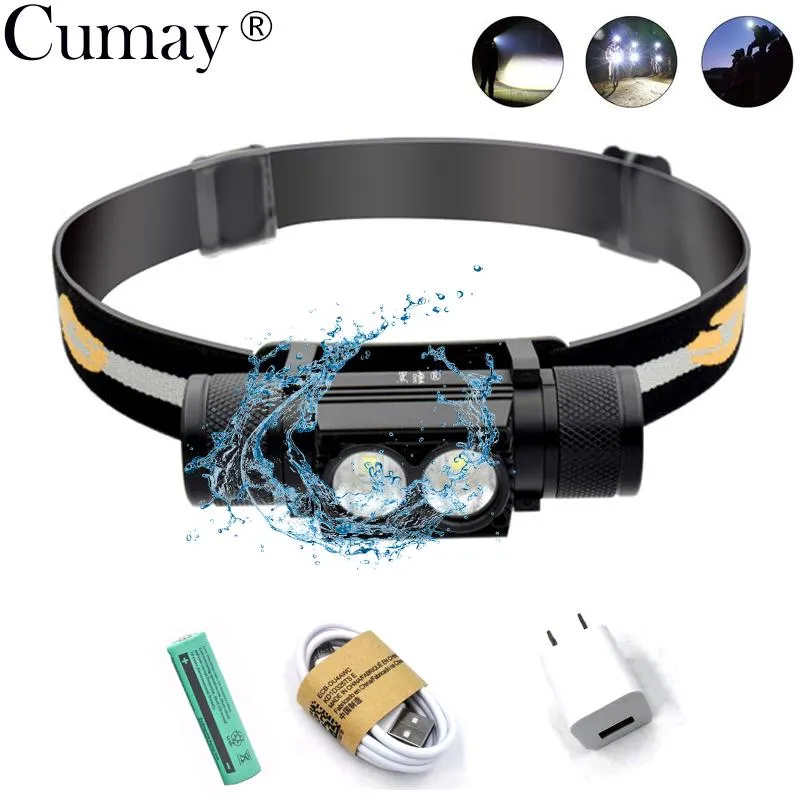 LED Headlamp USB XML L2 T6 Headlight Waterproof Head Flashlight Torch LED Head Light 18650 Rechargeable Battery Camping Lamp