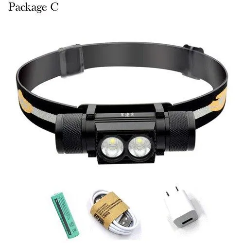 LED Headlamp USB XML L2 T6 Headlight Waterproof Head Flashlight Torch LED Head Light 18650 Rechargeable Battery Camping Lamp