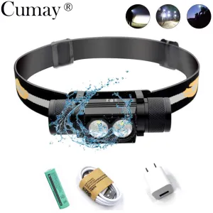 LED Headlamp USB XML L2 T6 Headlight Waterproof Head Flashlight Torch LED Head Light 18650 Rechargeable Battery Camping Lamp