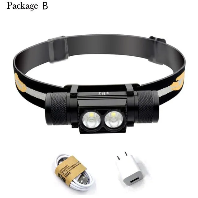 LED Headlamp USB XML L2 T6 Headlight Waterproof Head Flashlight Torch LED Head Light 18650 Rechargeable Battery Camping Lamp