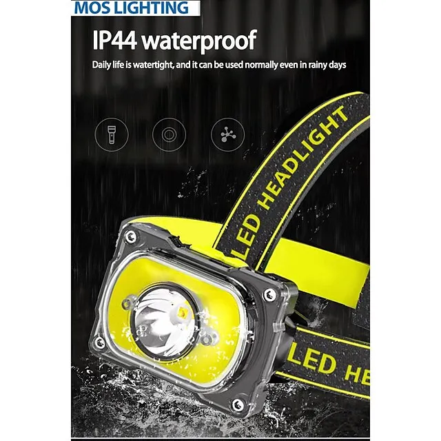 LED Headlight Outdoor Waterproof Dual Light Source Glare Cob Headlamp Night Fishing Maintenance Cycling Night Running Patrol 3.7V
