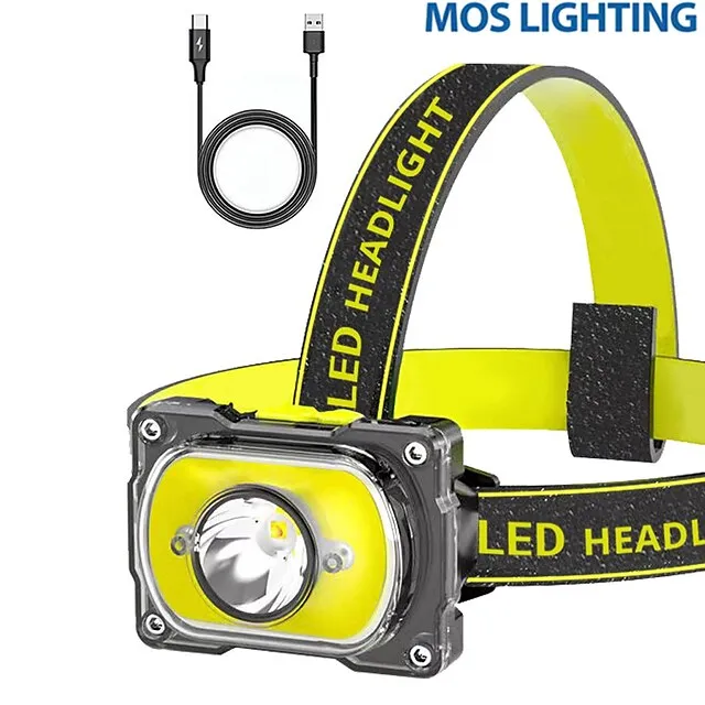 LED Headlight Outdoor Waterproof Dual Light Source Glare Cob Headlamp Night Fishing Maintenance Cycling Night Running Patrol 3.7V