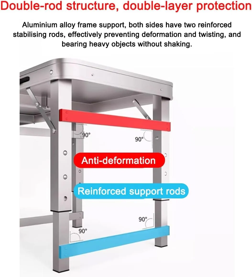 LEIYTFE Folding Table Aluminium Camping Tables Height Adjustable,Small Table for Stalls Portable Picnic Table for Garden Lawns, Beach(Green,80cm)