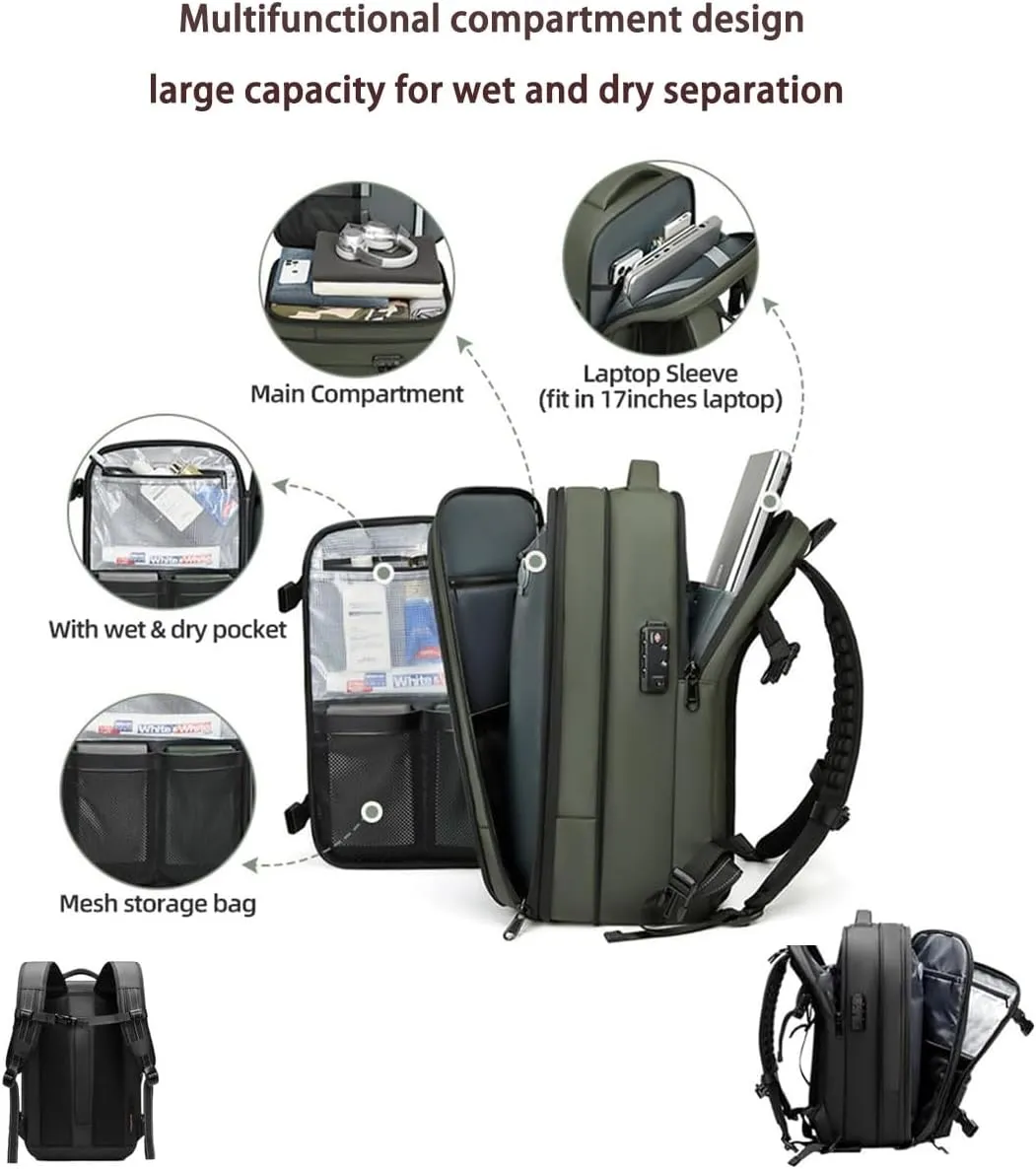 LELEBEAR Go Trend Mart Backpack, Vacpack Backpack Travel, 60L Expandable Travel Backpack Waterproof Vacuum Compression Bag (Green   Vacuum Pump)