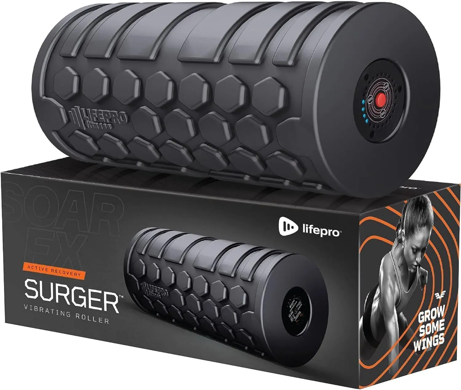 Lifepro 4-Speed Vibrating Massage Ball - Peanut Massager and Vibrating Foam Roller for Fitness, Mobility, and Relaxation - Compact and Portable Design