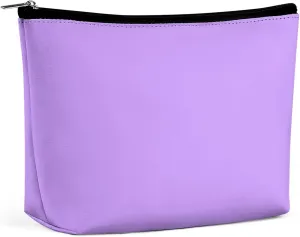 Light Purple Lavender Solid Color Cosmetic Bag, Travel Portable Makeup Bag for Purse Pouch Beauty Zipper Organizer Toiletry Bag for Women