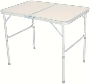 Lightweight and Portable Folding Table for Outdoor Activities, Adjustable Height, Sturdy Aluminum Design, Beige and Silver Gray