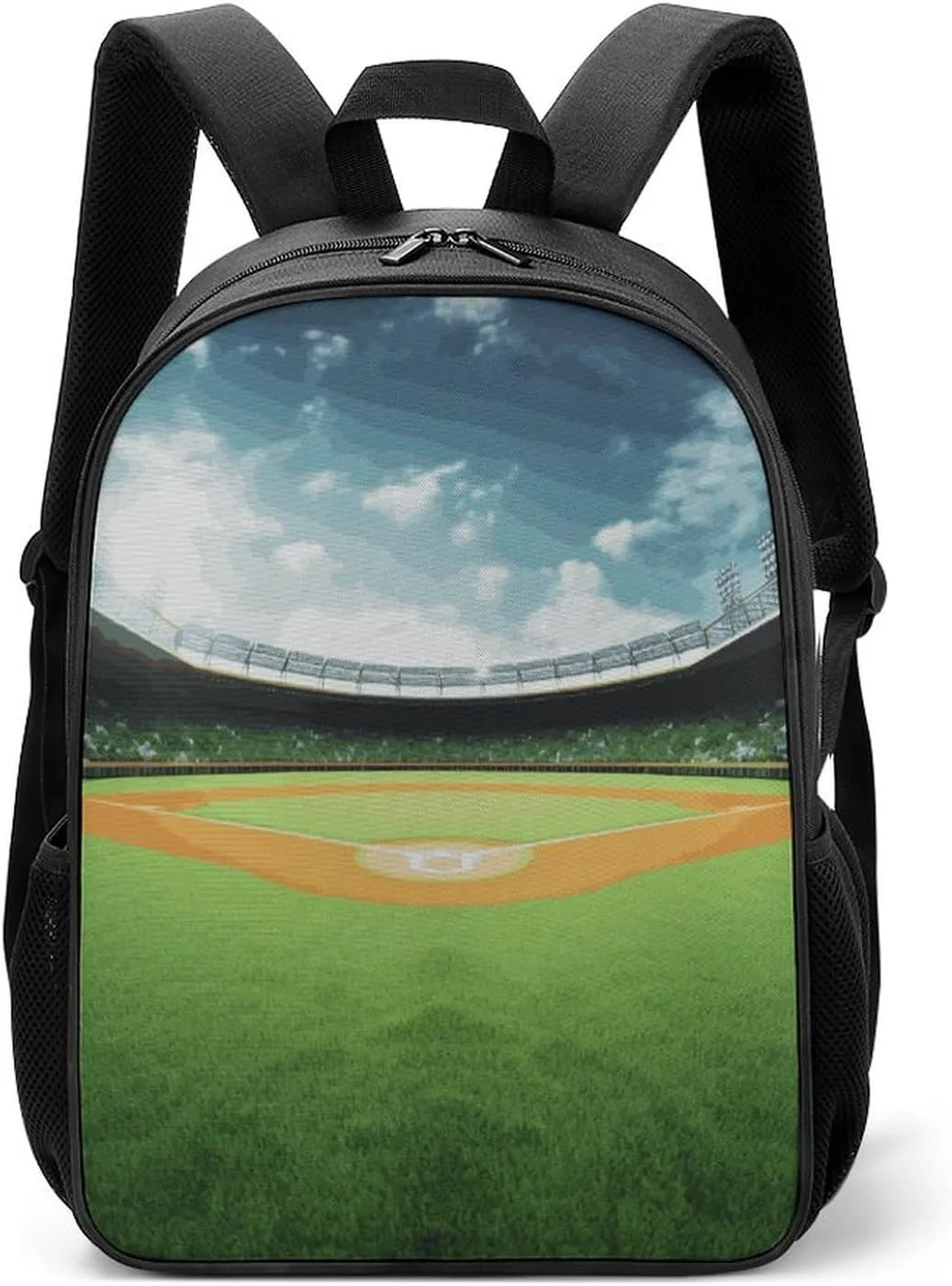 Lightweight Backpacks Cute Travel Bag Durable Green Baseball Field Backdrop Printing Small Travel Backpack For Women & Men
