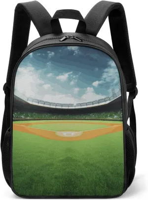 Lightweight Backpacks Cute Travel Bag Durable Green Baseball Field Backdrop Printing Small Travel Backpack For Women & Men