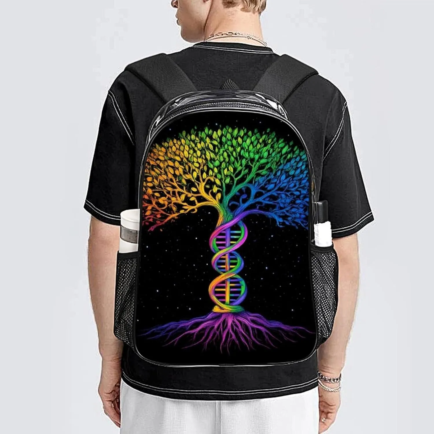 Lightweight Rucksacks for Camping Picnic Cycling - Large Capacity Multipurpose Transparent Carry On Bag, Dna Tree Of Life Art Travel Hiking & Camping Rucksack