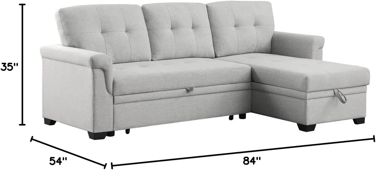 Lilola Home Lucca Sectional Sleeper - Versatile Sleeper Couch & Sofa Bed with Storage - Comfortable with Storage, Small counch