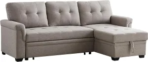 Lilola Home Lucca Sectional Sleeper - Versatile Sleeper Couch & Sofa Bed with Storage - Comfortable with Storage, Small counch