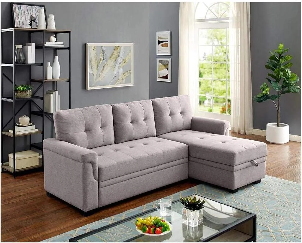Lilola Home Lucca Sectional Sleeper - Versatile Sleeper Couch & Sofa Bed with Storage - Comfortable with Storage, Small counch
