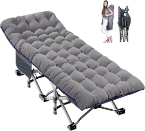LILYPELLE Folding Camping Cot W/Mattress, 78" L x 32" W x 18" H Cot Bed, Heavy Duty Wide Camping Cot XXL for Adults, Portable Sleeping Cot Bed for Travel Camping/Office, Home Nap