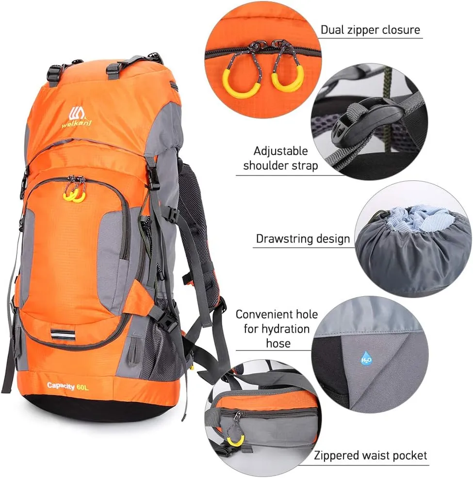 Lixada 60L Hiking Backpack Waterproof Camping Backpacking Backpack for Men Traveling Climbing Daypack with Rain Cover