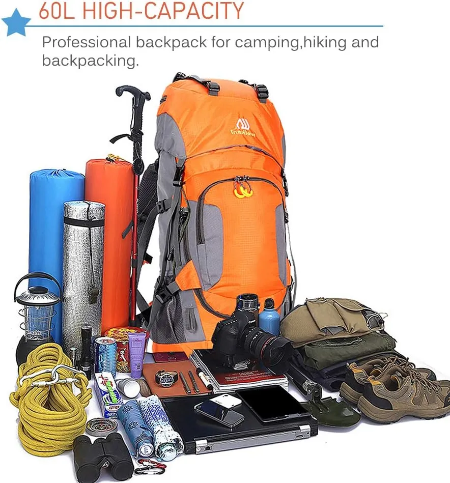 Lixada 60L Hiking Backpack Waterproof Camping Backpacking Backpack for Men Traveling Climbing Daypack with Rain Cover