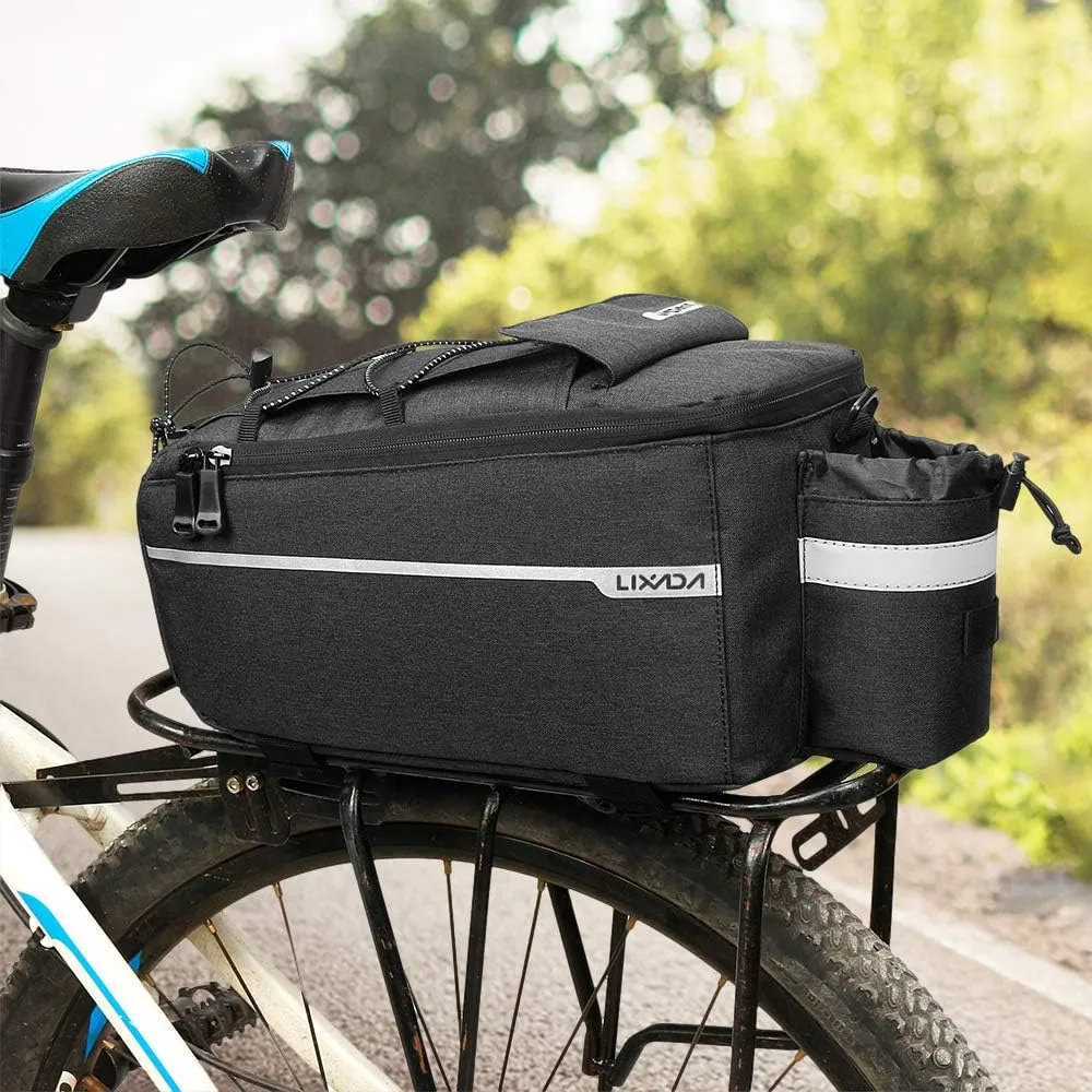 Lixada Bike Panniers Bike Trunk Bag Insulated Bag for Warm/Cool Items, Bicycle Rear Rack Storage Luggage Bicycle Seat Multifunctional Insulated Trunk Cooler Bag Shoulder Bag 11.4 6.3 6.7in