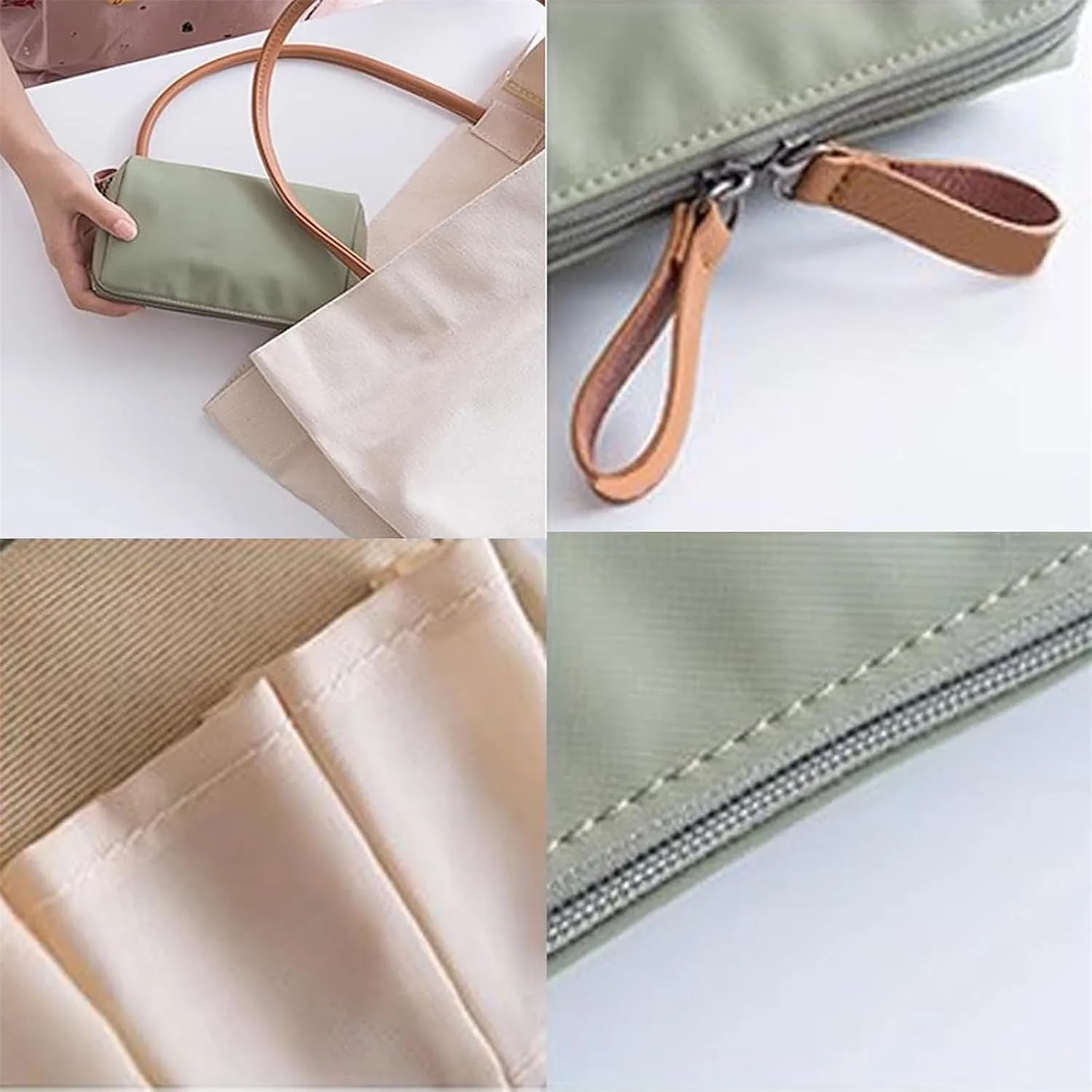 LONGLUAN Tidynook Makeup Bag Small, Tidynook Cosmetic Bag, Tidynook Lipstick Makeup Bag Mini, Tidynook Makeup Bag for Purse, Tidynook Makeup Pouch with Compartments (2PCS-D)