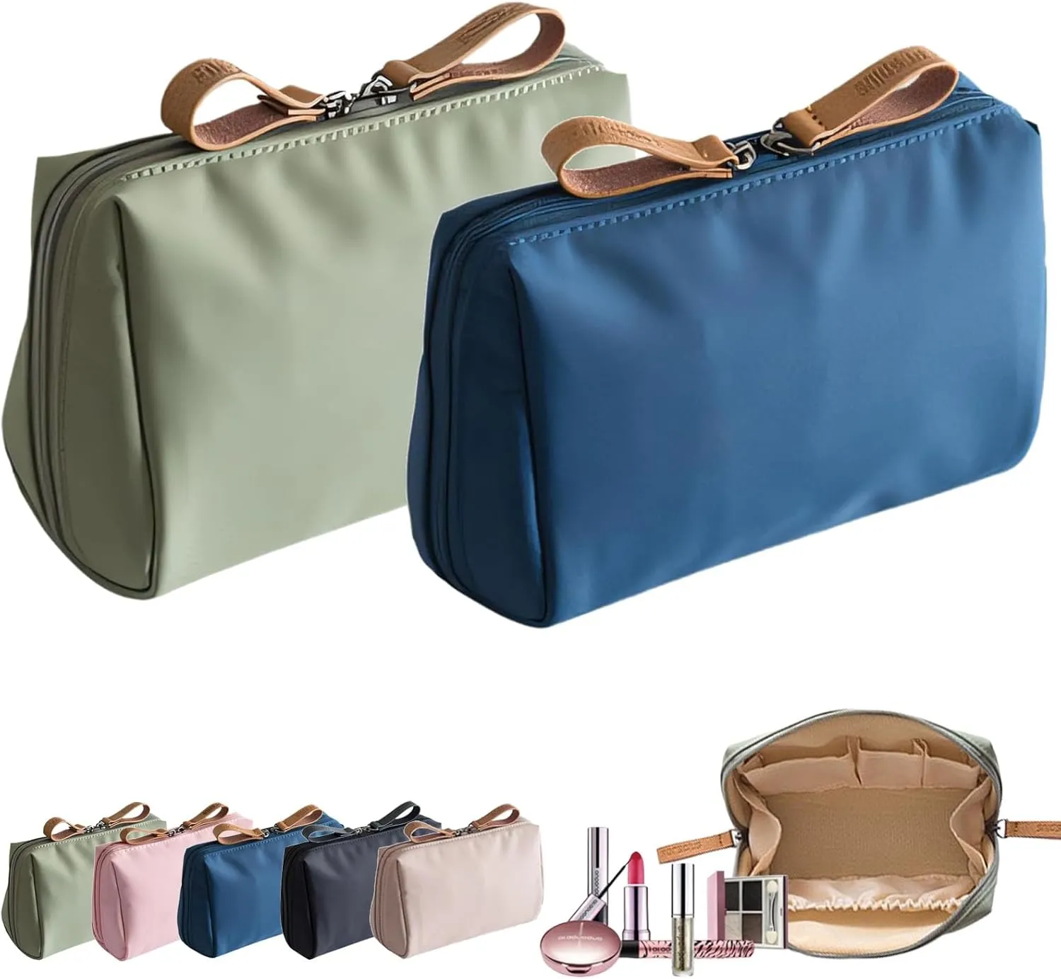 LONGLUAN Tidynook Makeup Bag Small, Tidynook Cosmetic Bag, Tidynook Lipstick Makeup Bag Mini, Tidynook Makeup Bag for Purse, Tidynook Makeup Pouch with Compartments (2PCS-D)