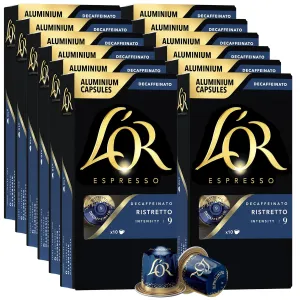 L'OR DECAF Espresso Capsules, 100 Count DECAF Ristretto, Single-Serve Aluminum Coffee Capsules Compatible with the L'OR BARISTA System & *Nespresso Original Machines