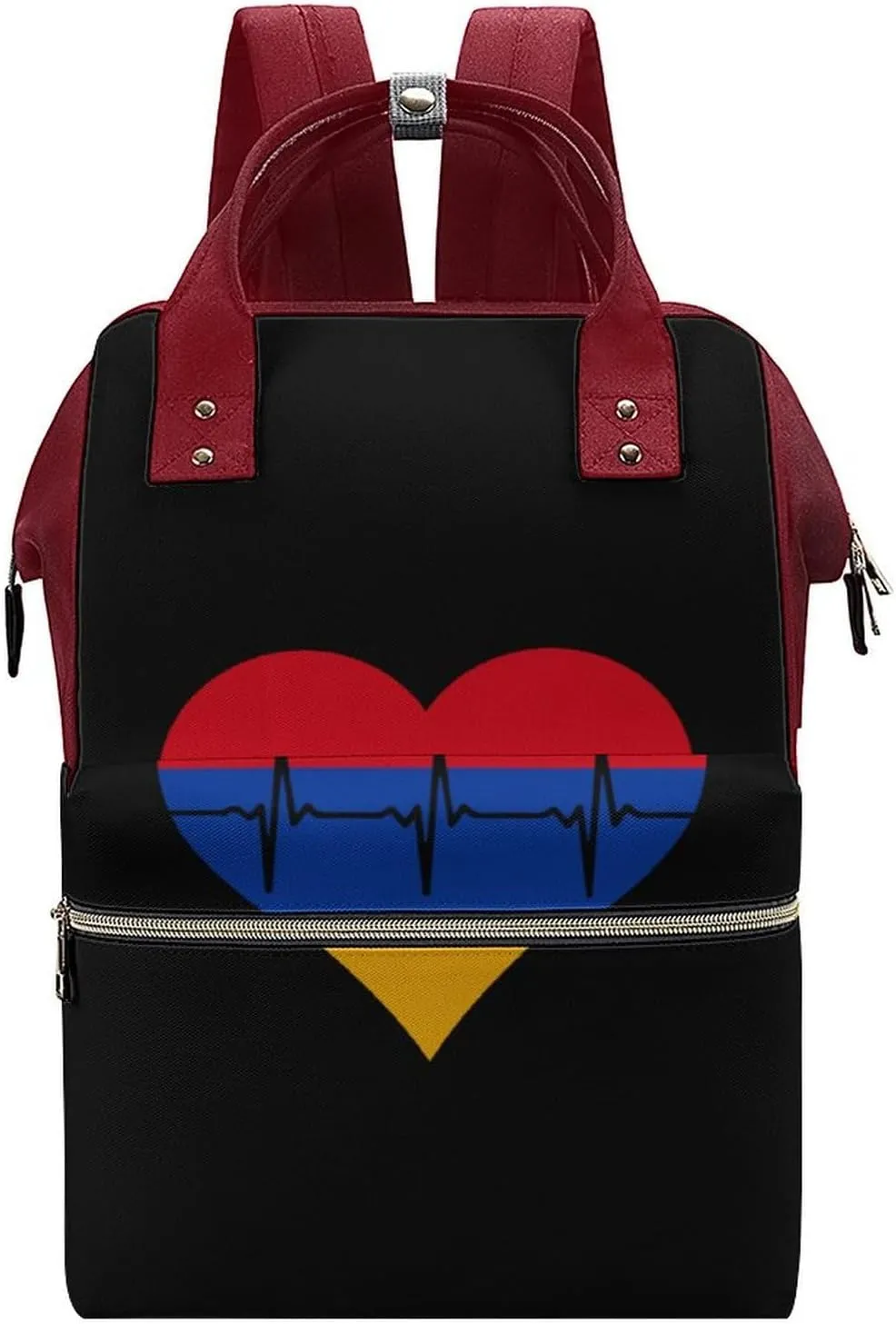 Love Armenia Heartbeat Large Travel Bag Backpack Waterproof Bags for Women Back Pack with Bottle Pocket