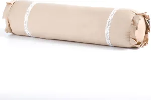 Lumbar Support Cervical Buckwheat Pillow Neck Roll Pillow Buckwheat Hulls Filling Cooling Round Pillows for Spine and Back Support (16x4 inch, Light-Tan)
