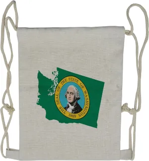 Lunarable America Drawstring Backpack, Evergreen State Map Flag, Sackpack Bag