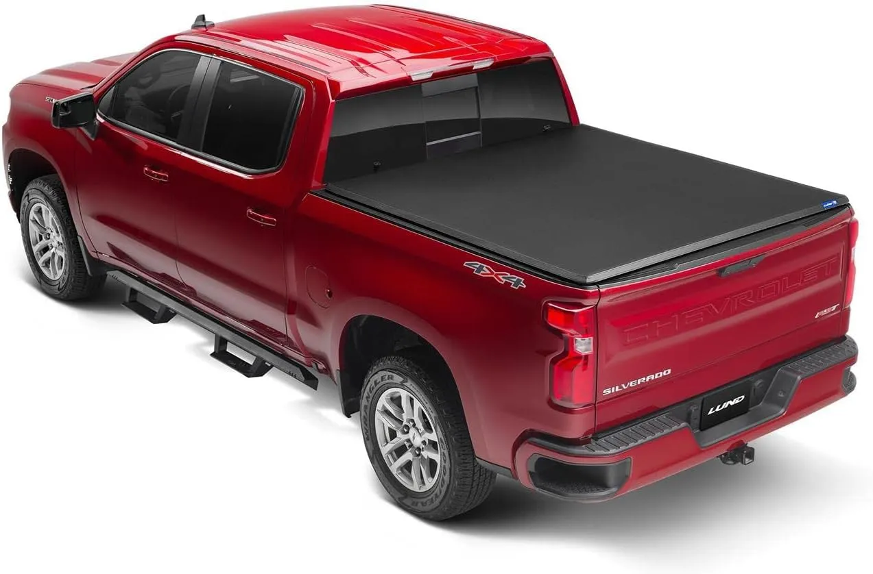 Lund Genesis Tri-Fold Soft Folding Truck Bed Tonneau Cover | 950292 | Fits 2019 - 2023 Chevy/GMC Silverado/Sierra, works w/ MultiPro/Flex tailgate 5' 10" Bed (69.9")