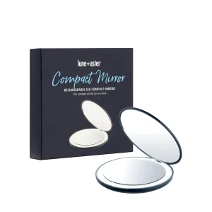 Lune Aster Rechargeable LED Compact Mirror - Perfect for The Jetsetter or gal on The go, This Compact LED Mirror is Easy to stash in a Small Handbag or Travel Bag.