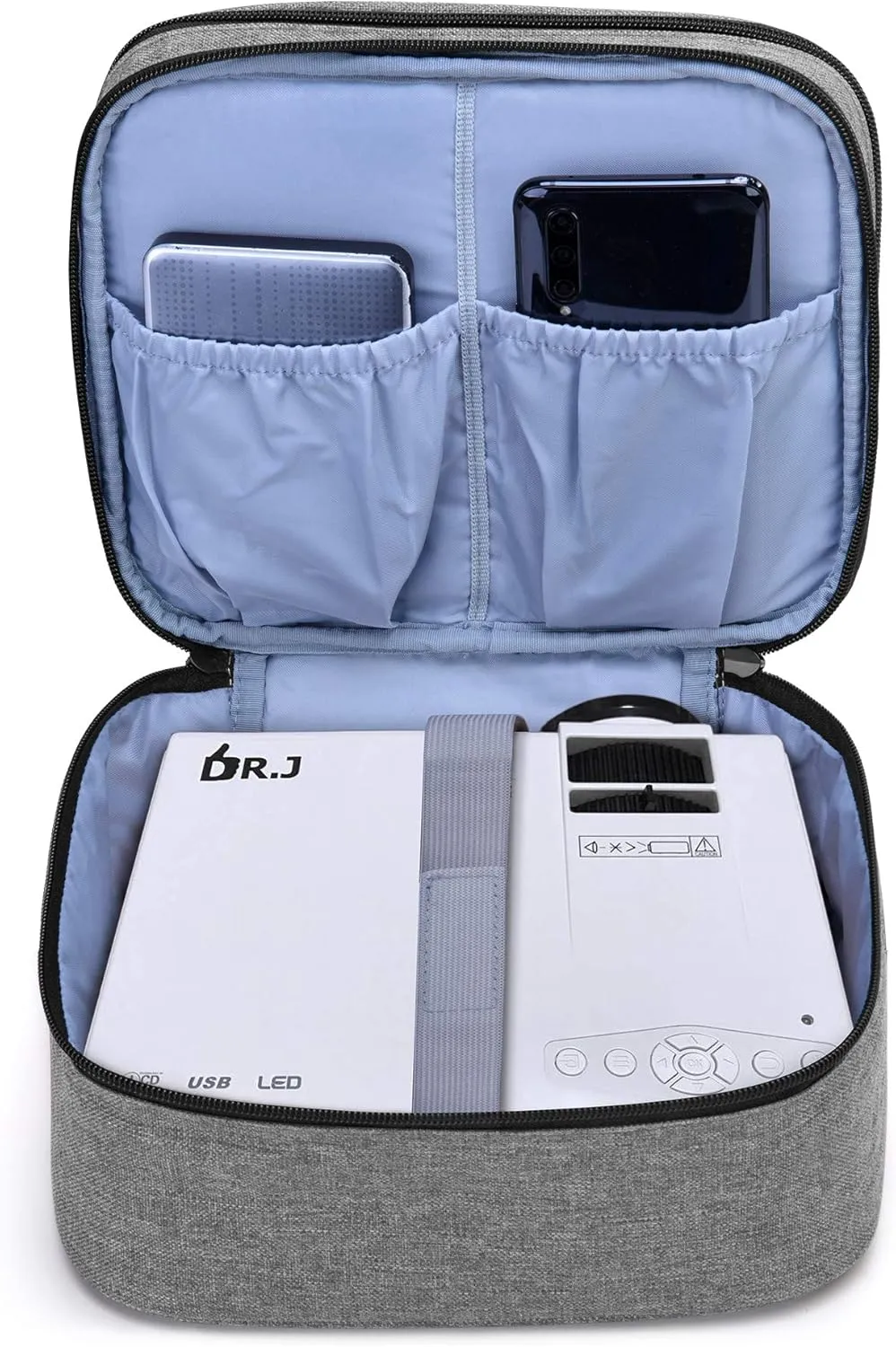 LUXJA Carrying Bag Compatible with DR.J Mini Projector, Projector Portable Case for Accessories (Fits Most Major Mini Projectors), Gray