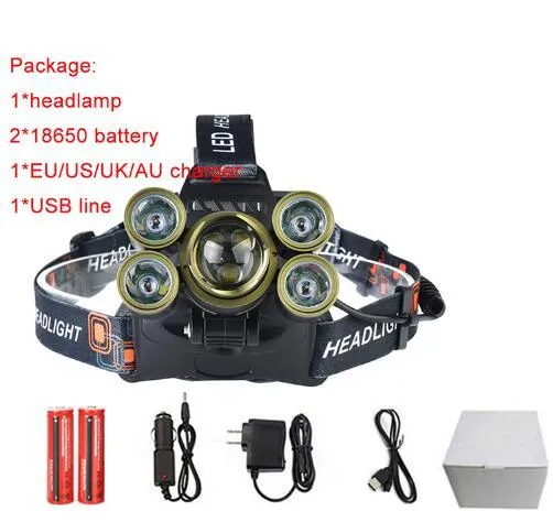 Maimu Led Headlamp 7*XML-T6 LED Headlight 12000 Lm Head Lamp flashlight on a bicycle Lanterna 4 Model 18650 Battery Charger D19