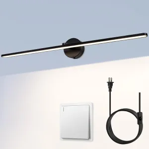 MantoLite 32'' Picture Lights for Wall，Vanity Lights for Bathroom,Plug-in or Hardwired，18W 3000K LED Non-Dimmable Modern Bathroom Lighting Fixtures Over Mirror and Wall Lights for Bedroom（Black）