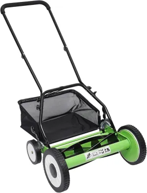 Manual Lawn Mower, 16 Inch 5 Blade Lawn Mower with Collection Bag, Adjustable Cutting Grass Height Push Mower for Sidewalks, Driveways, Courtyards, Gardens