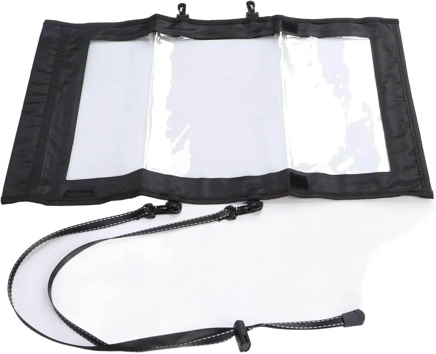 Map Storage Bag Folding Storage Pouch Double Zipper Portable Clip Black Hiking Camping