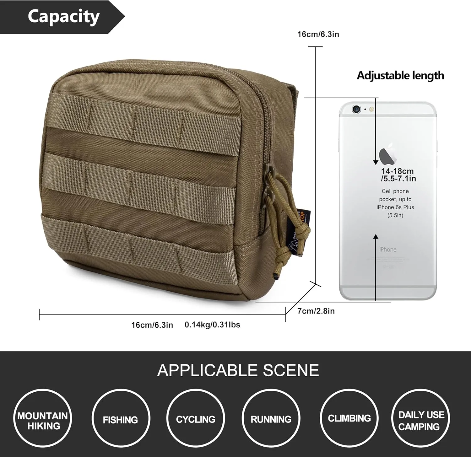 Mardingtop Molle Admin Tactical Utility Pouch,Military Small Molle Pouch，EDC Tool Pouch Bag