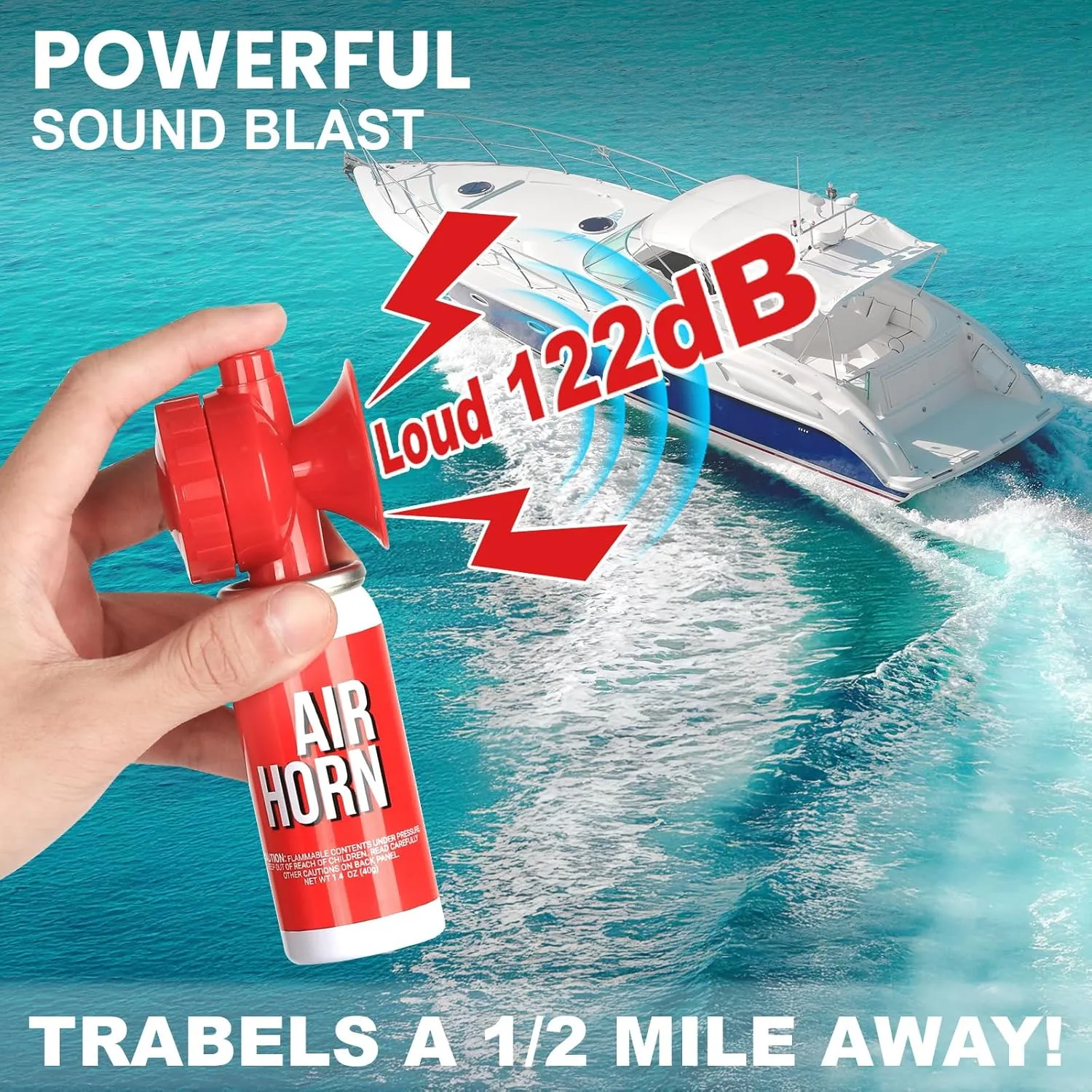 Marine Boat Air Horn 1.4oz, Loud Mini Handheld Air Horns for Safety, Mini Small Compressed Can Blow Fog Bear Horn, Emergency Use for Boating, Hiking, Camping, Sporting Events Outdoor Alarm (4PCS)