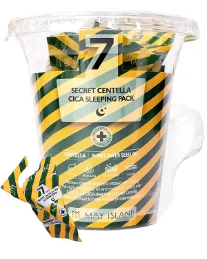 MAYISLAND 7 Days Secret Centella Cica Sleeping Mask - Korean Overnight Mask Soothing & Moisturizing Cream with Cica & Sunflower Oil - Single-Use Individual Pouch, 0.17oz x 12 Pack