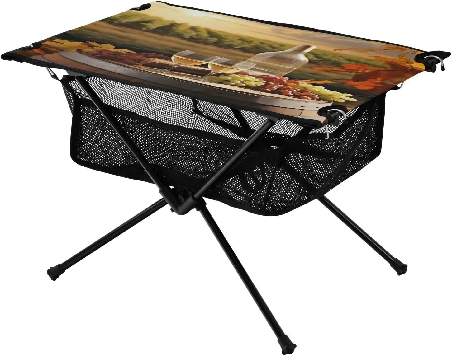 MCHIVER Portable Camping Table Folding Beach Table with Carry Bag Fall Leaves Wine Glasses Grapes Folding Craft Table for Outdoor Backpacking Hiking Picnic
