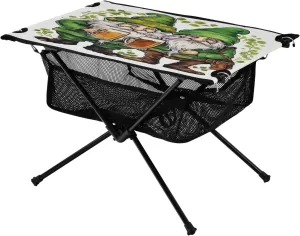 MCHIVER Portable Camping Table Folding Beach Table with Carry Bag Stpatrick Beer Gnomes Portable Craft Table for Outdoor Picnic Backpacking Hiking