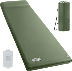 Memory Foam Sleeping Pad, 3.1 Inch Extra Thick Camping Sleeping Pad, Easy to Inflate and Deflate, 9.5 R-Value Insulated Camping Mattress with Pillow for Car (Army Green)