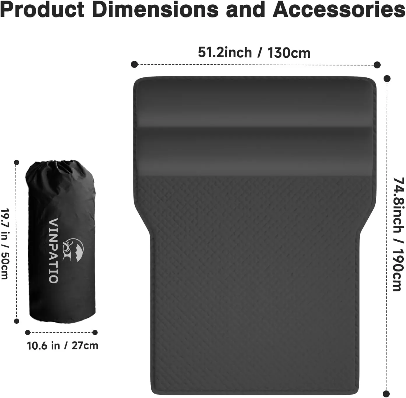 Memory Foam SUV Air Mattresses for Trunk Camping, Self-Inflating Sleeping Airbed for Car Outdoor Travel (Black)
