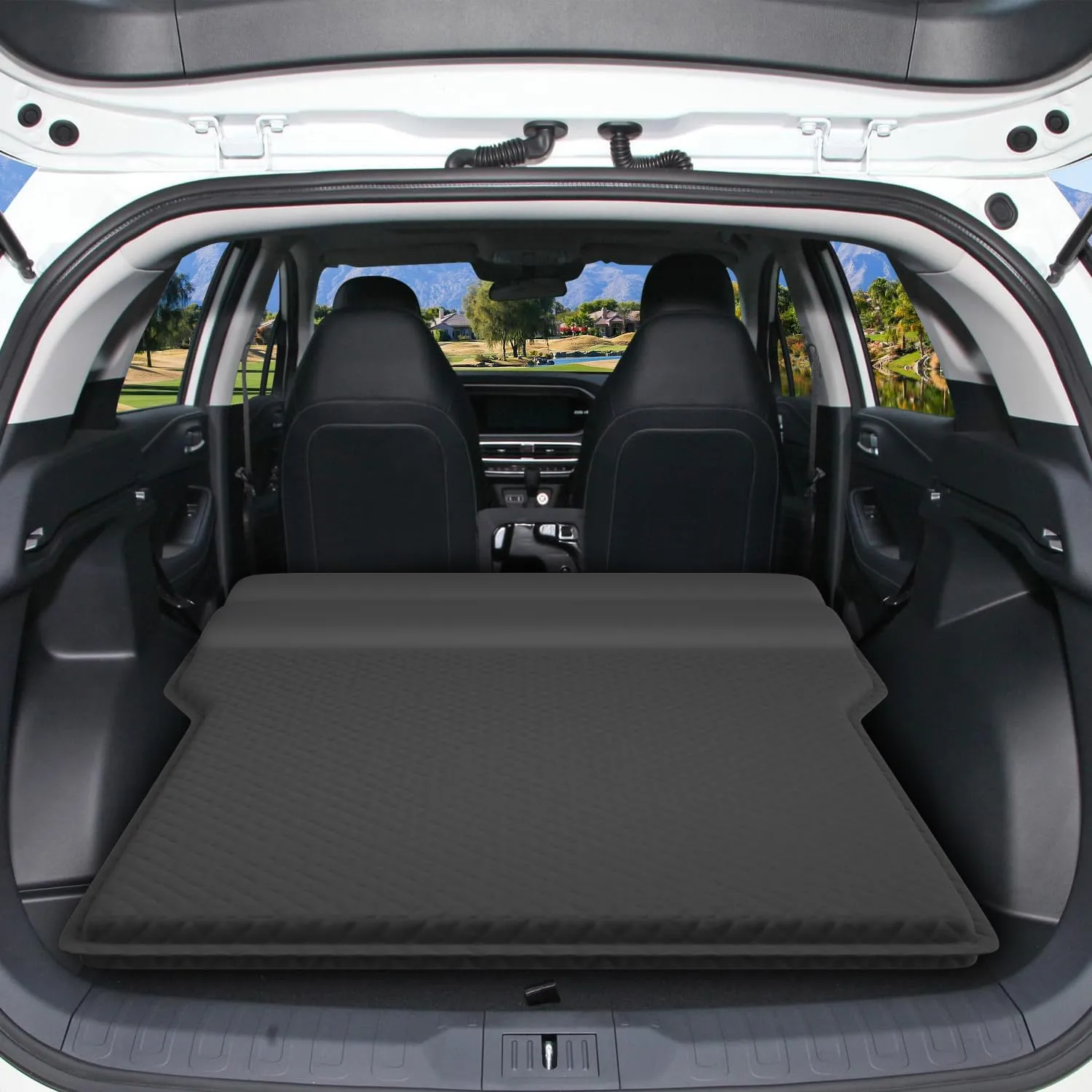 Memory Foam SUV Air Mattresses for Trunk Camping, Self-Inflating Sleeping Airbed for Car Outdoor Travel (Black)