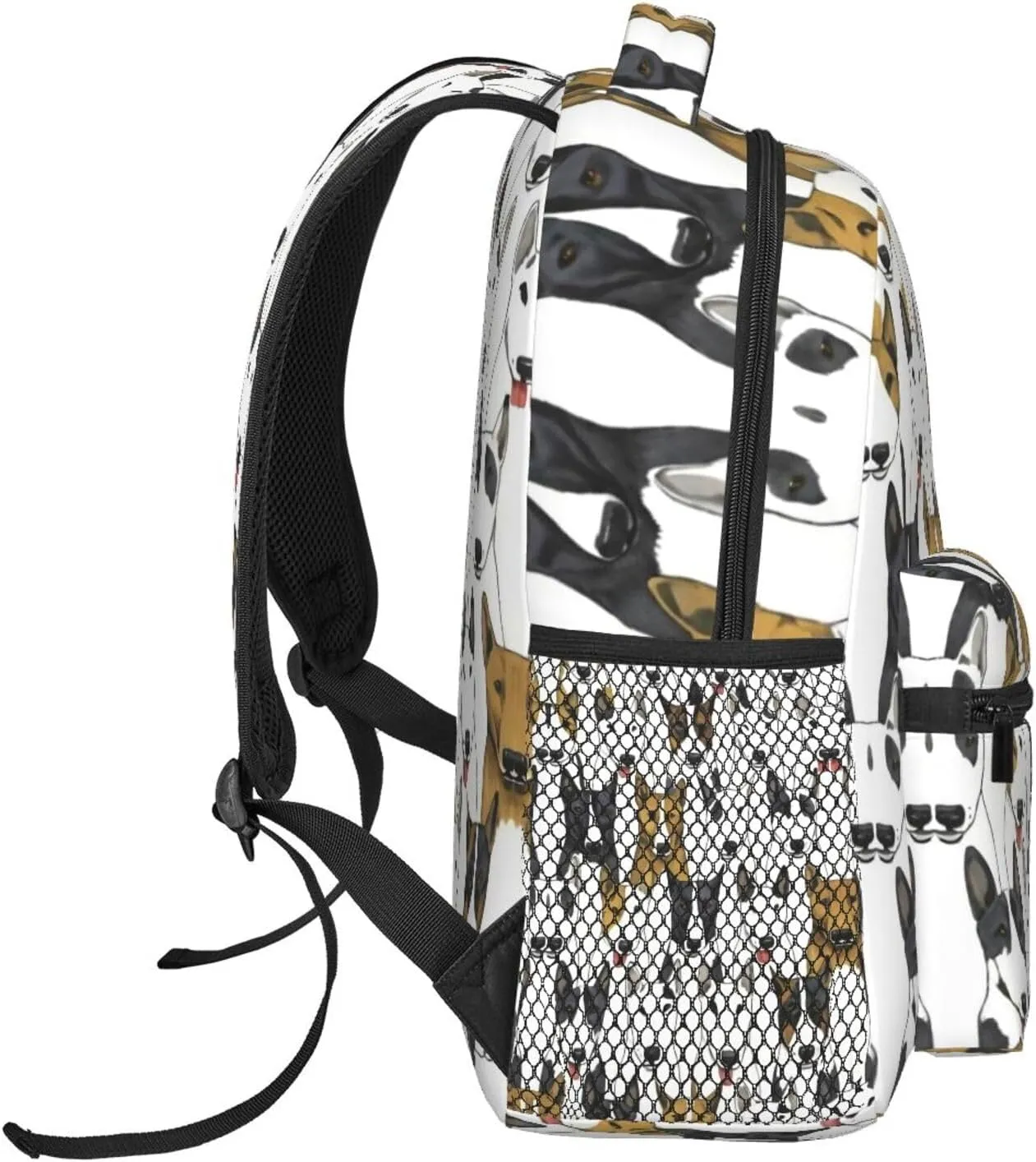 Men Women Lightweight Funny Bull Terrie Dog Art Backpack Large Capacity Bookbag With Smooth Zippers for Gym Business Running