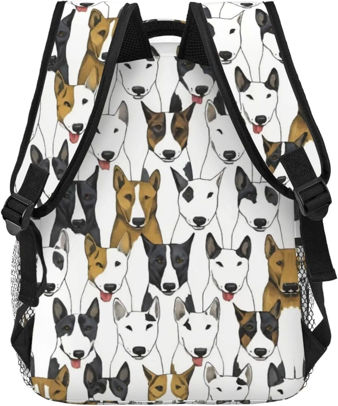 Men Women Lightweight Funny Bull Terrie Dog Art Backpack Large Capacity Bookbag With Smooth Zippers for Gym Business Running