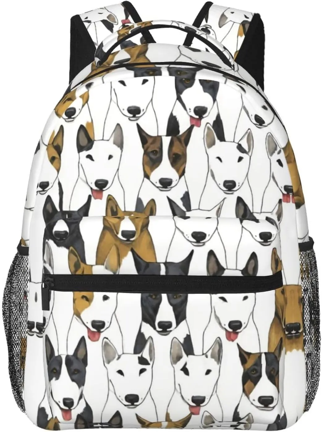 Men Women Lightweight Funny Bull Terrie Dog Art Backpack Large Capacity Bookbag With Smooth Zippers for Gym Business Running