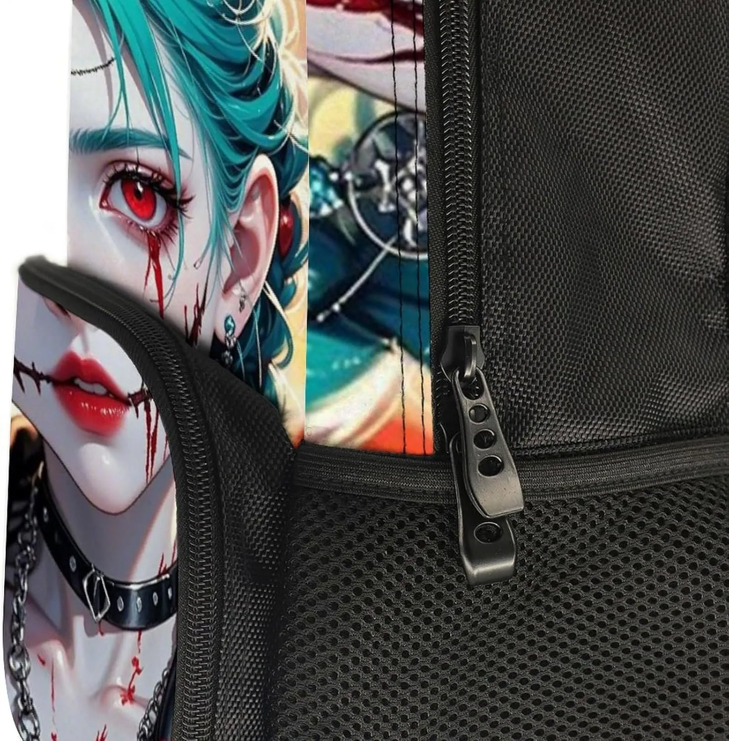 Men Women Polyester Beautiful Gothic Woman Neon Art Daypack Big Capacity Shoulder Bag With Adjustable Shoulder Straps for Camping Travel Walking Cycling