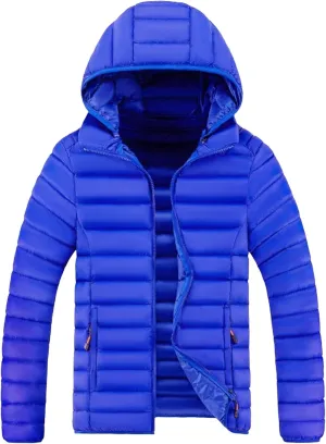 Men's Trendy Quilted Winter Coat Hood Insulated Water-Resistant Outdoor Winter Jacket Full Zip Puffer Coats