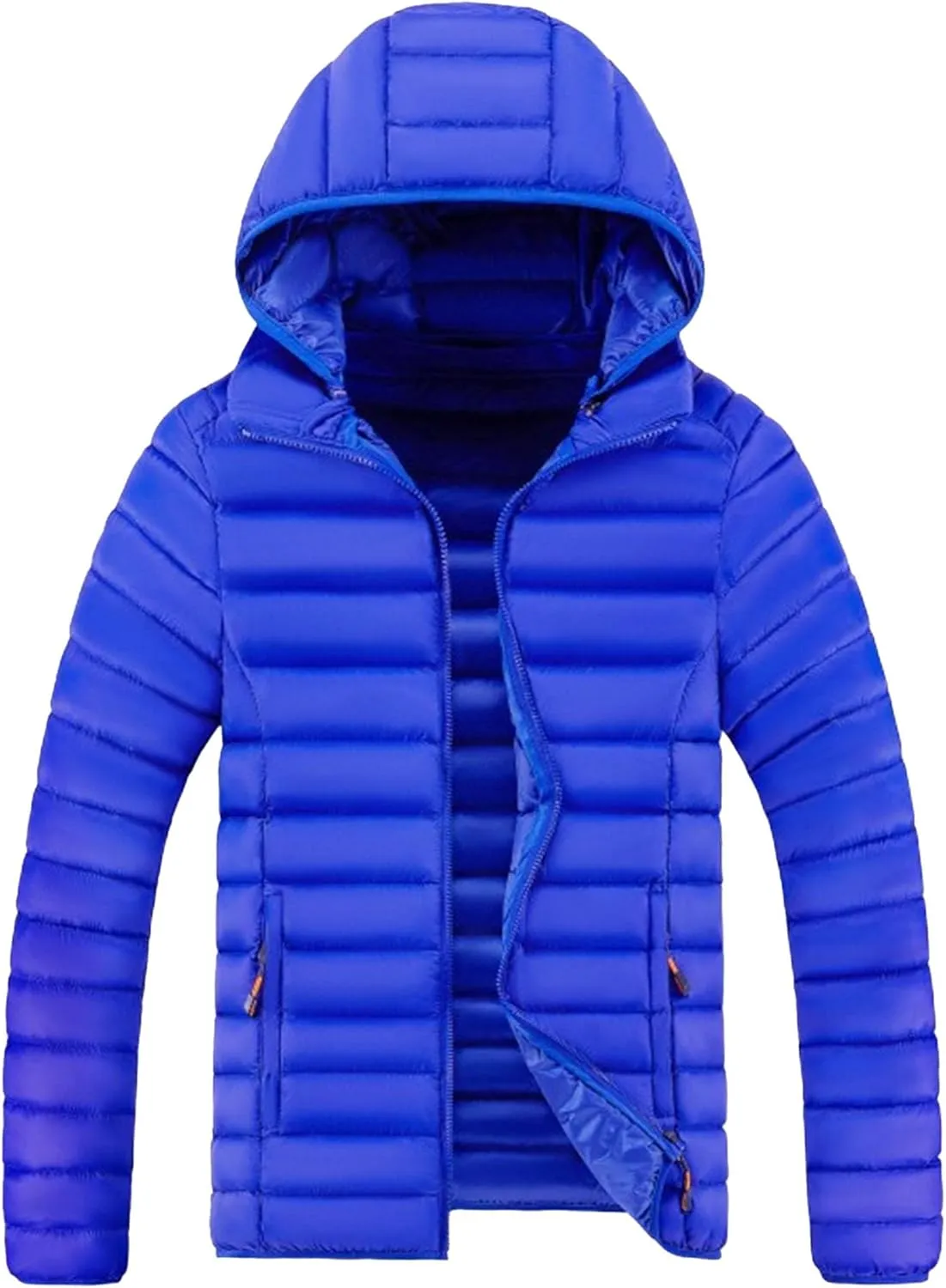 Men's Trendy Quilted Winter Coat Hood Insulated Water-Resistant Outdoor Winter Jacket Full Zip Puffer Coats
