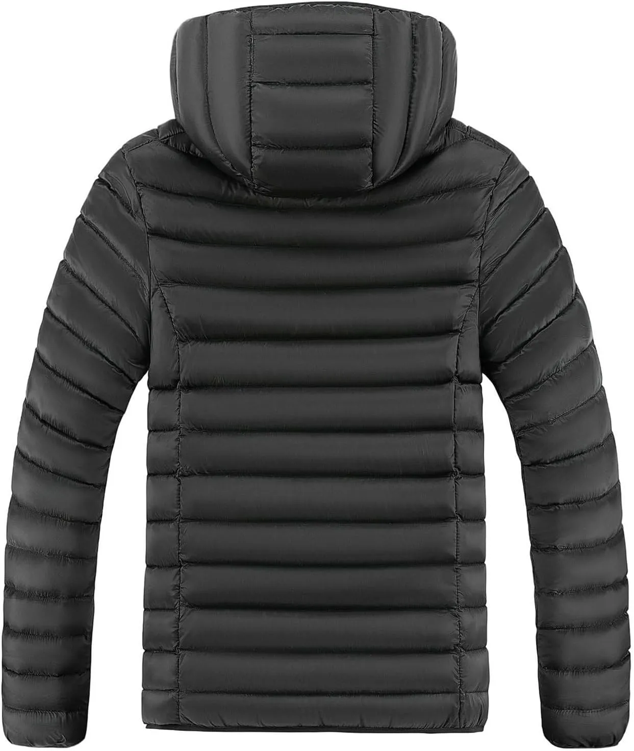 Men's Trendy Quilted Winter Coat Hood Insulated Water-Resistant Outdoor Winter Jacket Full Zip Puffer Coats