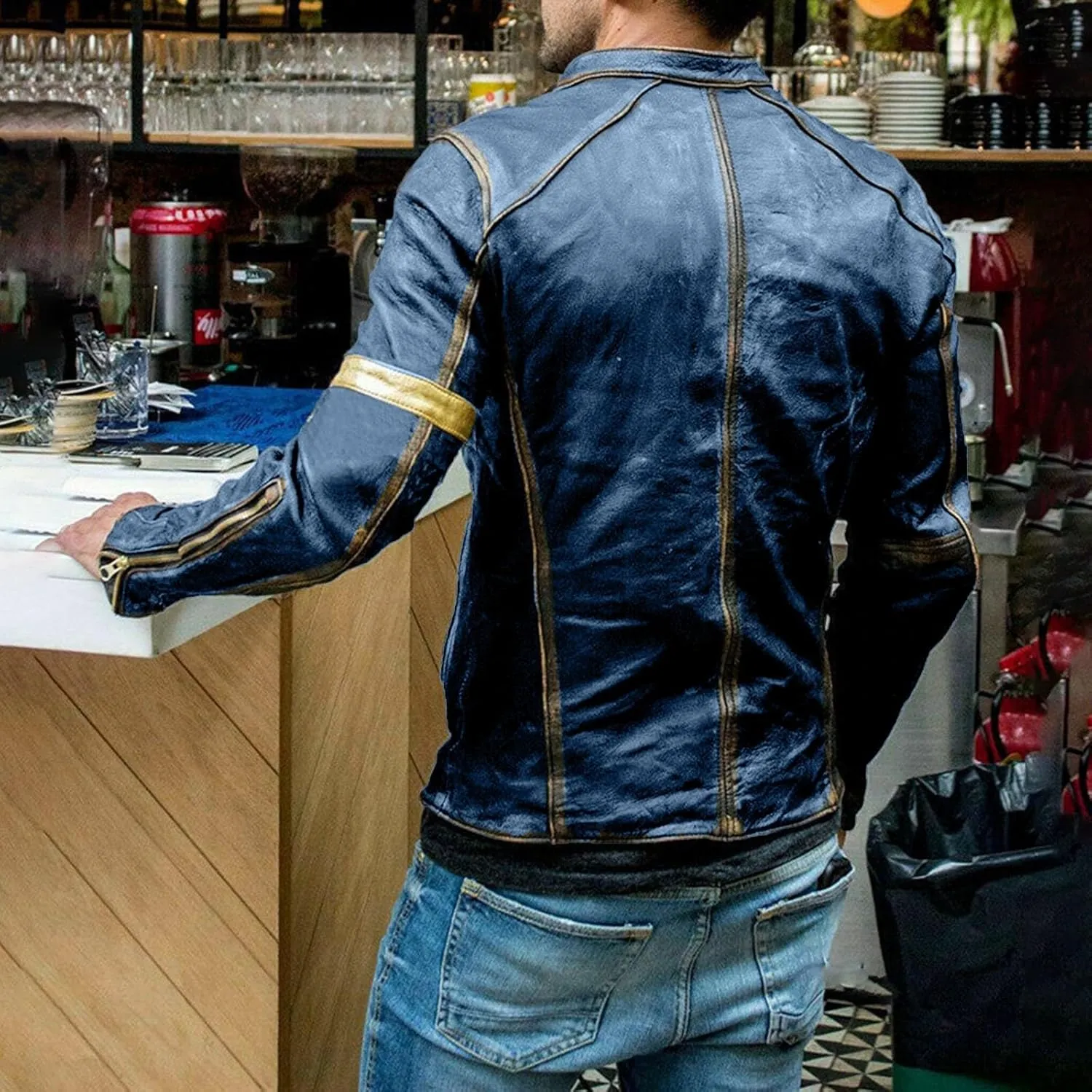 Mens Vintage Cafe Racer Distressed Biker Leather Jacket | Motorcycle Leather Jacket for Men